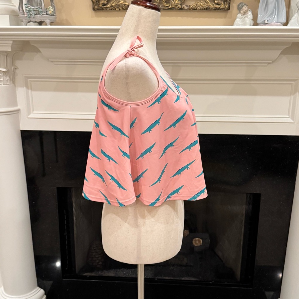 Kortni Jeane Pink Cropped Swim Tank Top – Alligator Print, Size Small, NWT - Picture 6 of 12